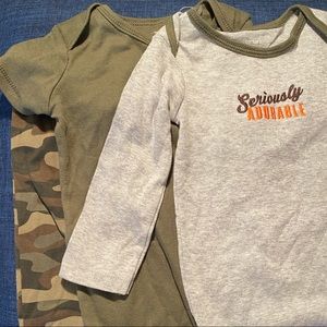 Carters 3 piece set: long sleeve onesie, short sleeve onesie, pull on pants